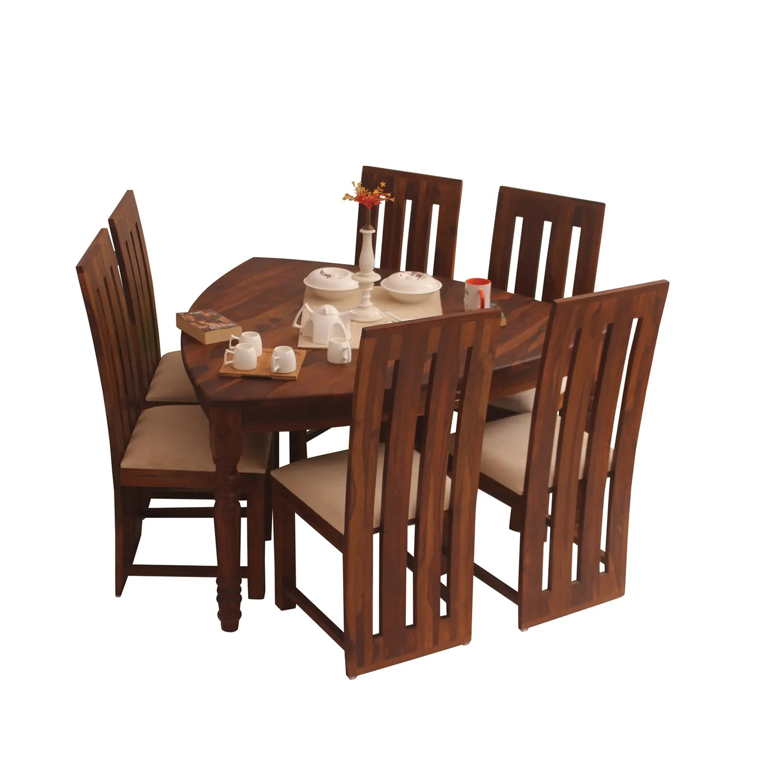 Royal Finish Betel Quid Bentwood 6 Chair Dining Set in Natural Colour sheesham dining table image 8