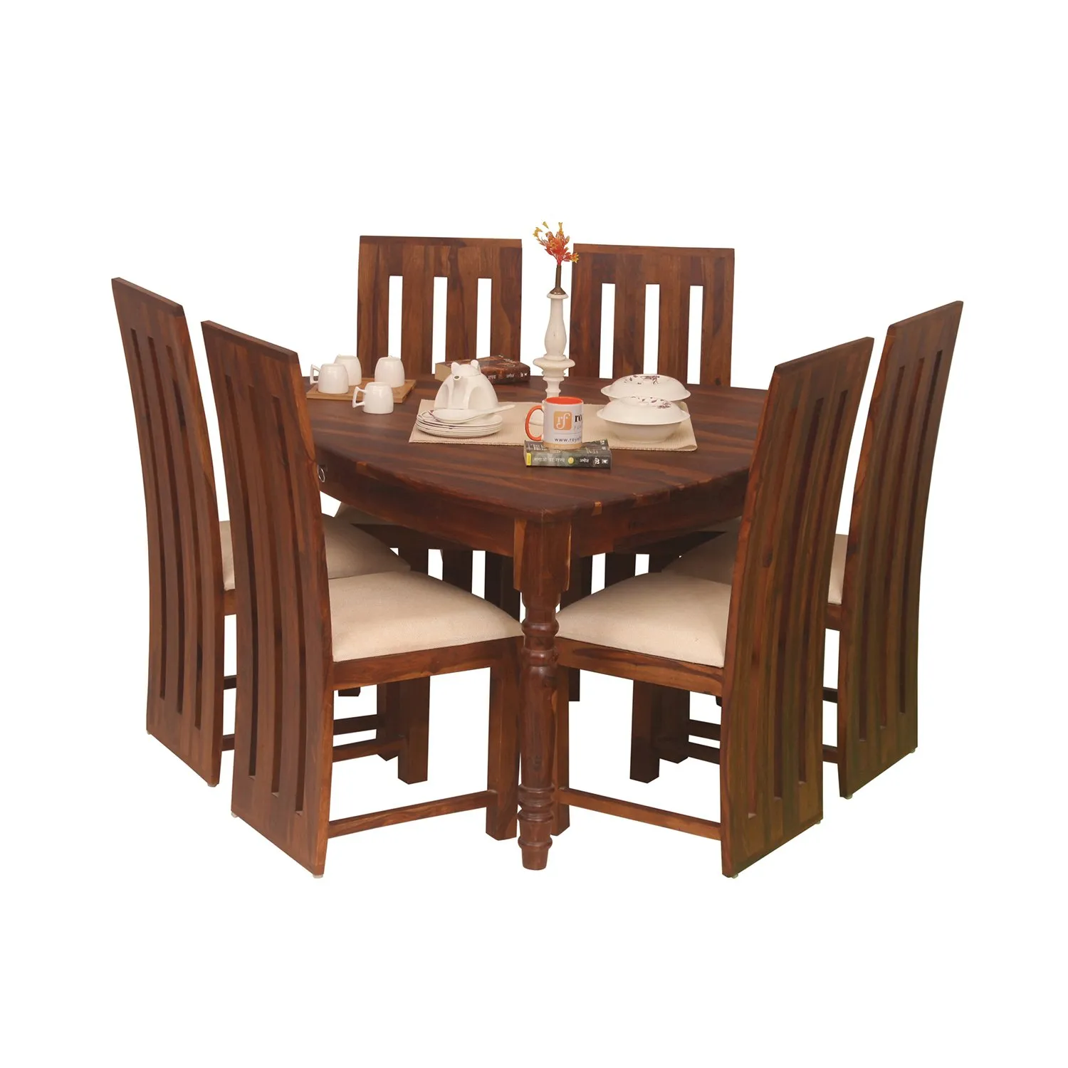 Royal Finish Betel Quid Bentwood 6 Chair Dining Set in Natural Colour sheesham dining table image 9