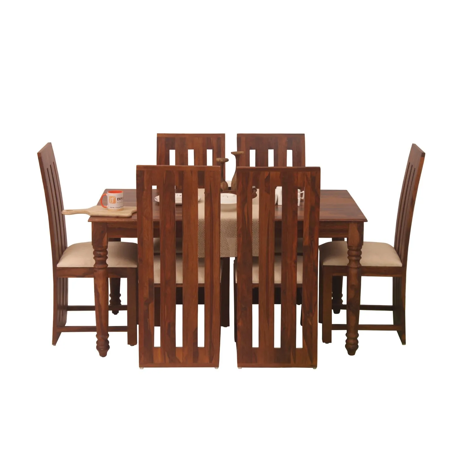 Royal Finish Neko Bentwood 6 Seater Dining Set in Natural Colour in Sheesham sheesham dining table image 6
