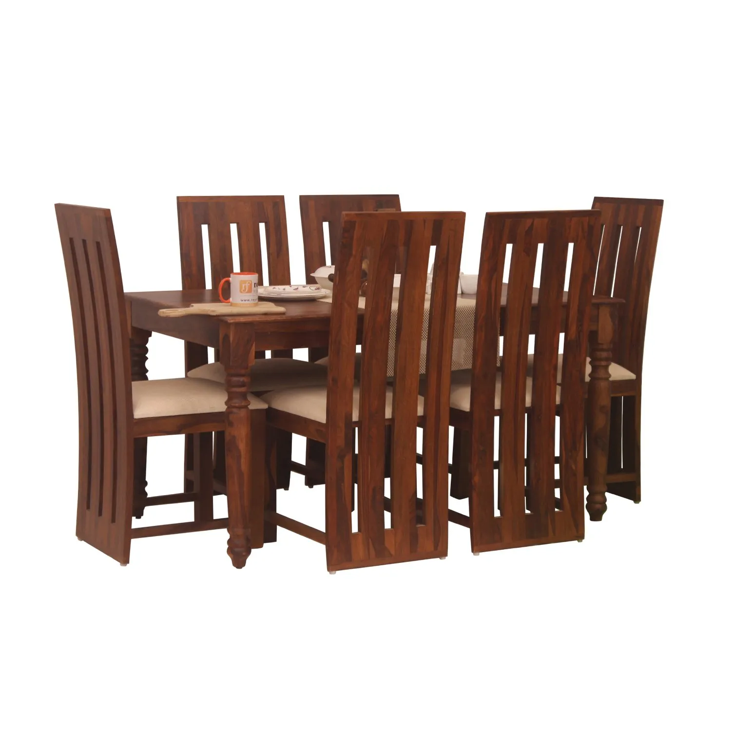 Royal Finish Neko Bentwood 6 Seater Dining Set in Natural Colour in Sheesham sheesham dining table image 7