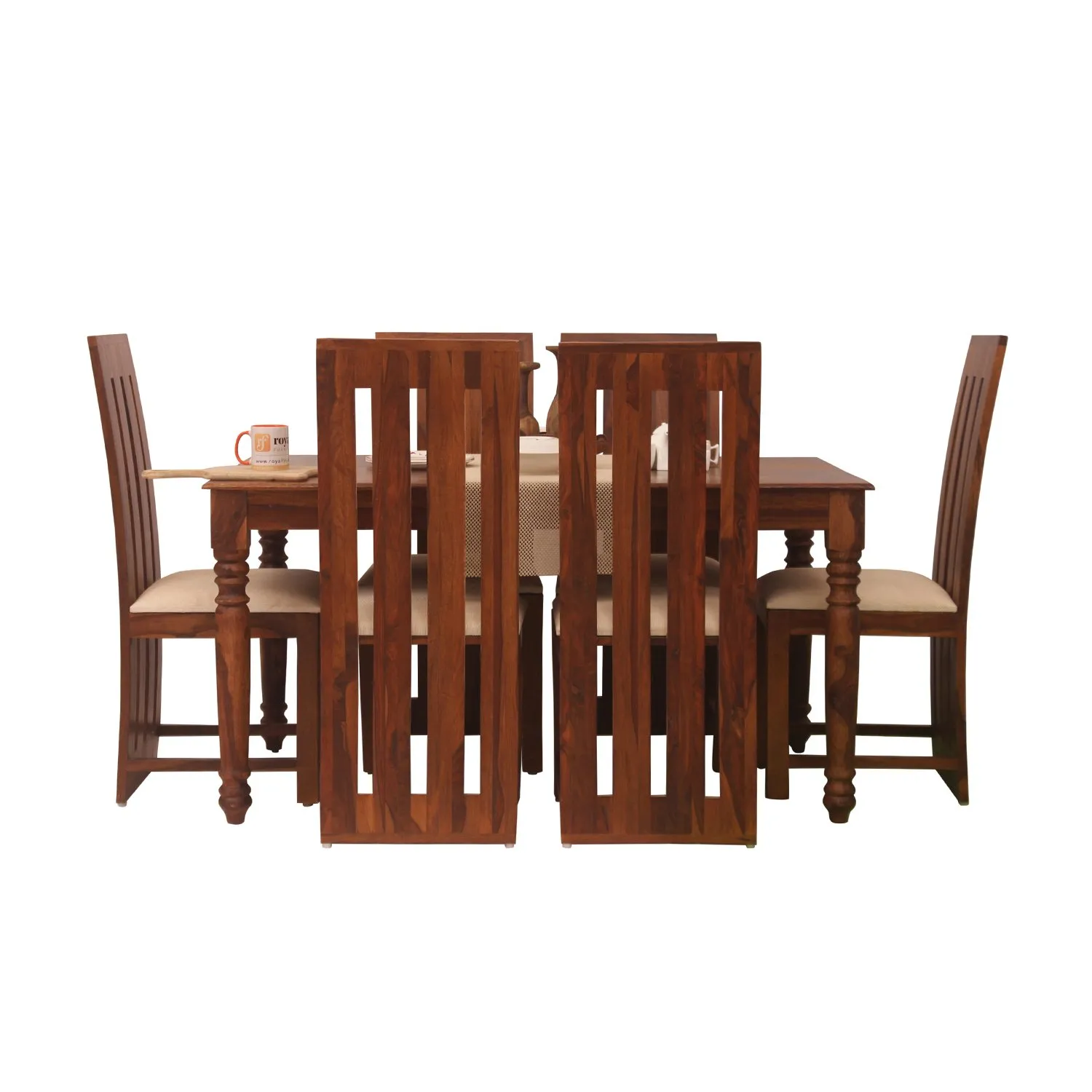 Royal Finish Neko Bentwood 6 Seater Dining Set in Natural Colour in Sheesham sheesham dining table image 9