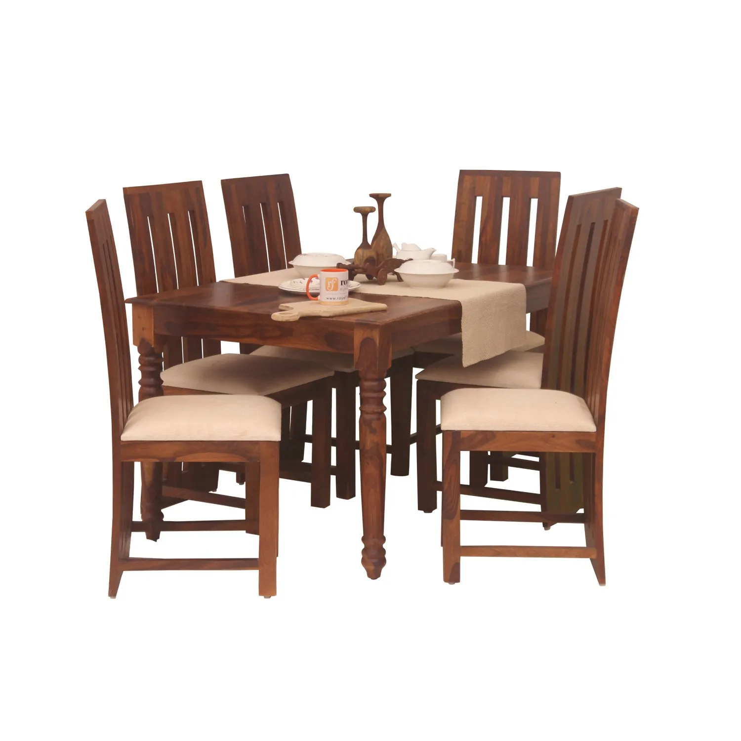 Royal Finish Neko Bentwood 6 Seater Dining Set in Natural Colour in Sheesham sheesham dining table image 10