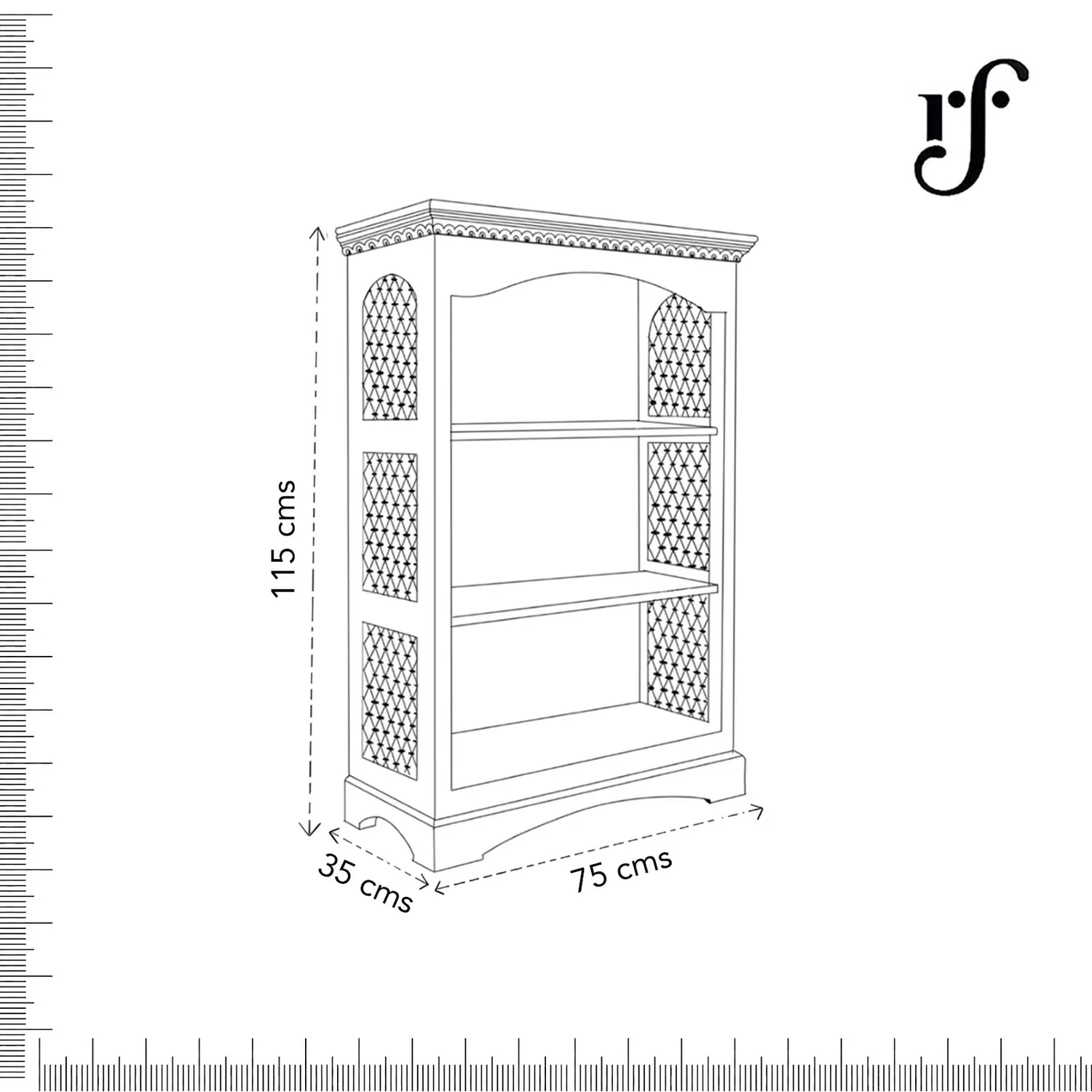 Royal Finish Ironey 3 Shelf Solid Wood Bookshelf in Sheesham, Natural Colour solid wood bookshelf image 3