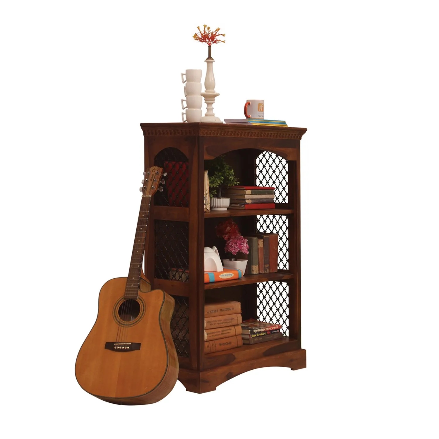 Royal Finish Ironey 3 Shelf Solid Wood Bookshelf in Sheesham, Natural Colour solid wood bookshelf image 5