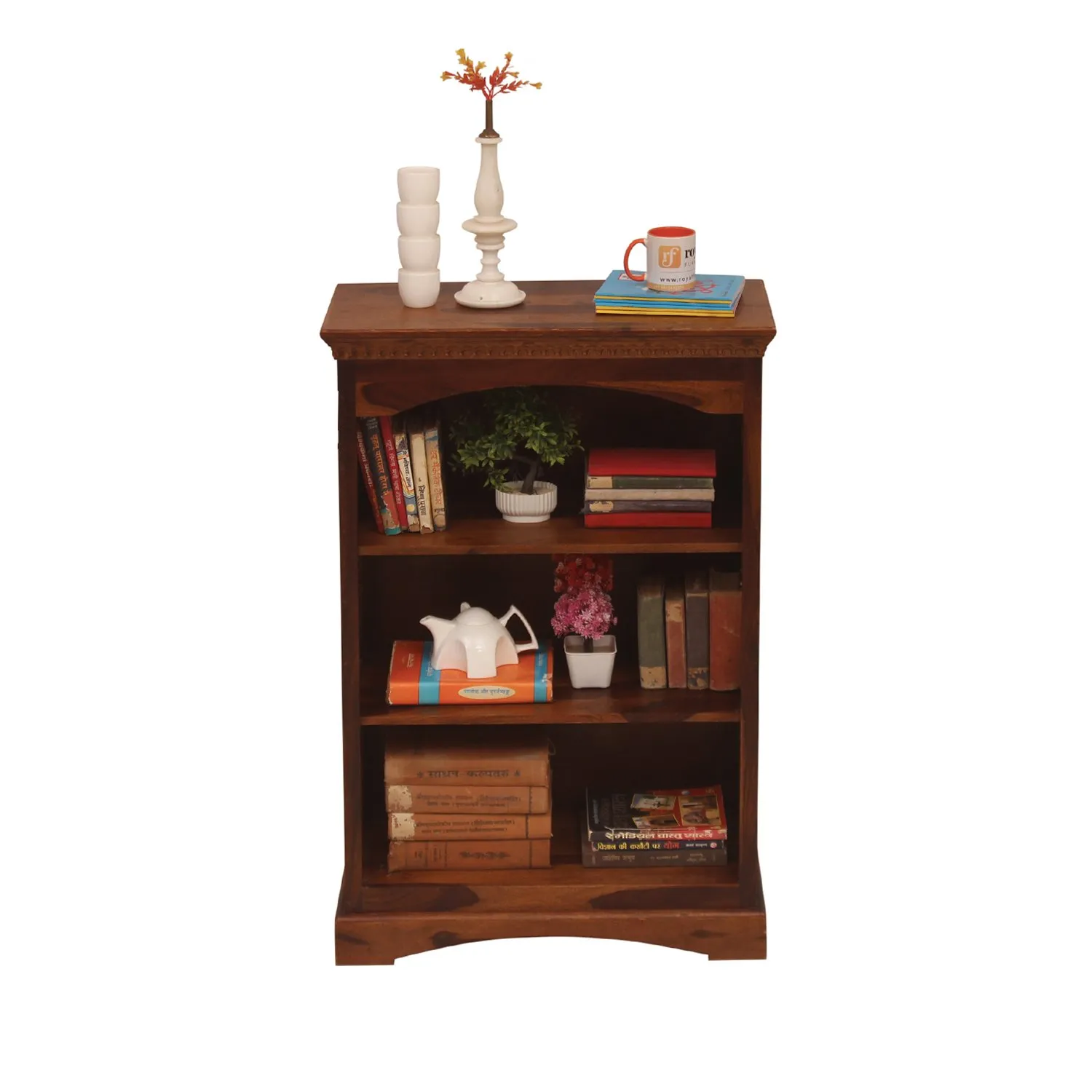 Royal Finish Ironey 3 Shelf Solid Wood Bookshelf in Sheesham, Natural Colour solid wood bookshelf image 7