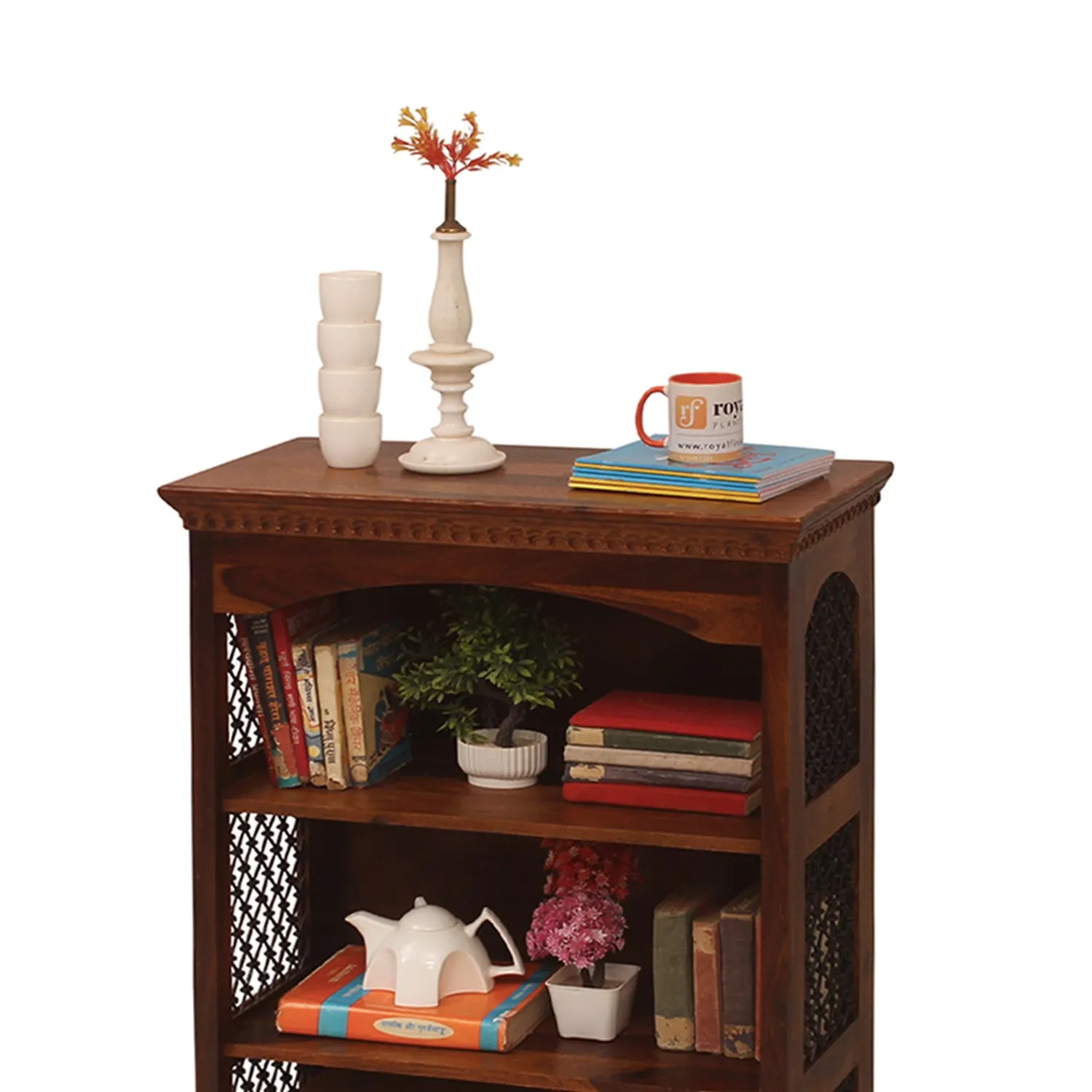 Royal Finish Ironey 3 Shelf Solid Wood Bookshelf in Sheesham, Natural Colour solid wood bookshelf image 8