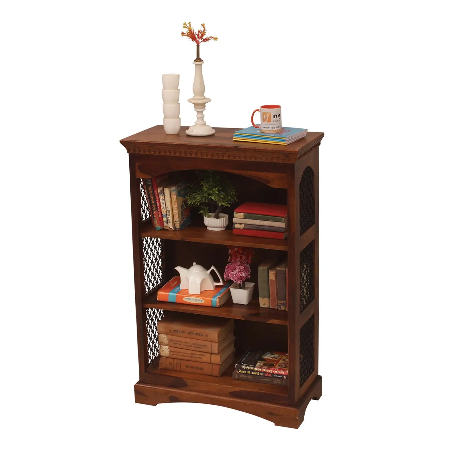 Royal Finish Ironey 3 Shelf Solid Wood Bookshelf in Sheesham, Natural Colour solid wood bookshelf image 10