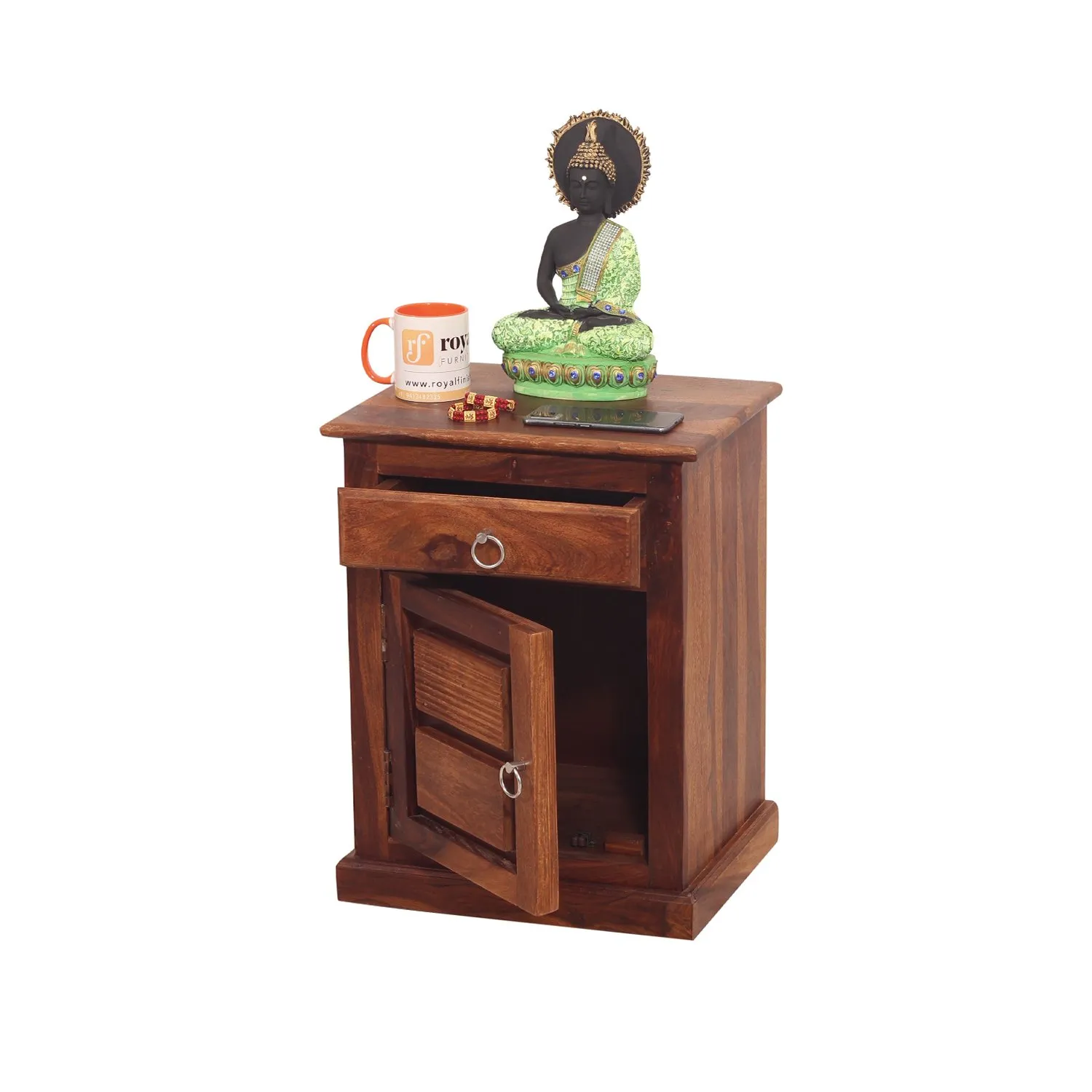 Royal Finish NovaSleep Bedside Table In Furniture Sheesham Wood In Natural sheesham wood bed image 6