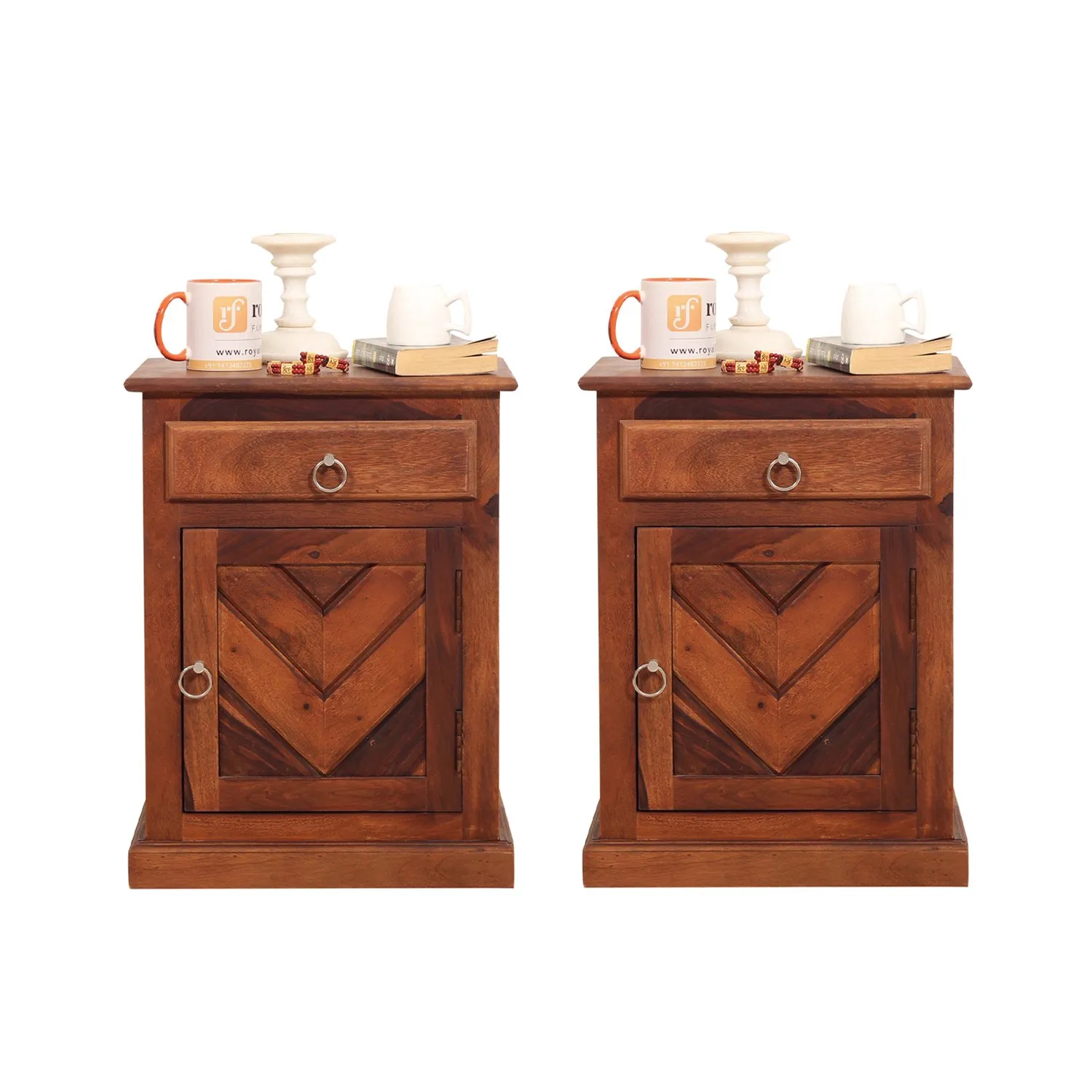 Royal Finish Vesto Double Bedside Table In Furniture Sheesham Wood In Natural sheesham wood bed image 4