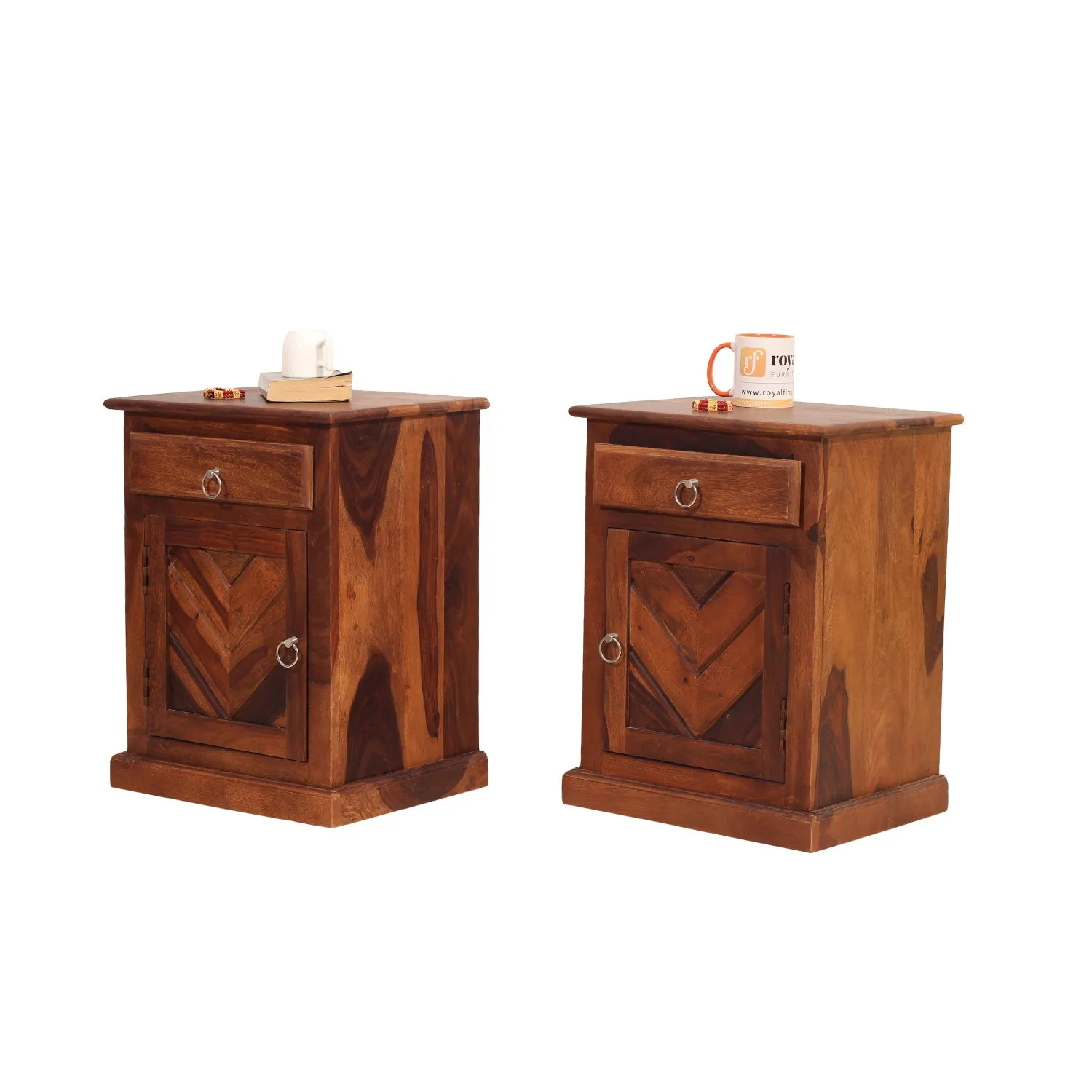 Royal Finish Vesto Double Bedside Table In Furniture Sheesham Wood In Natural sheesham wood bed image 6