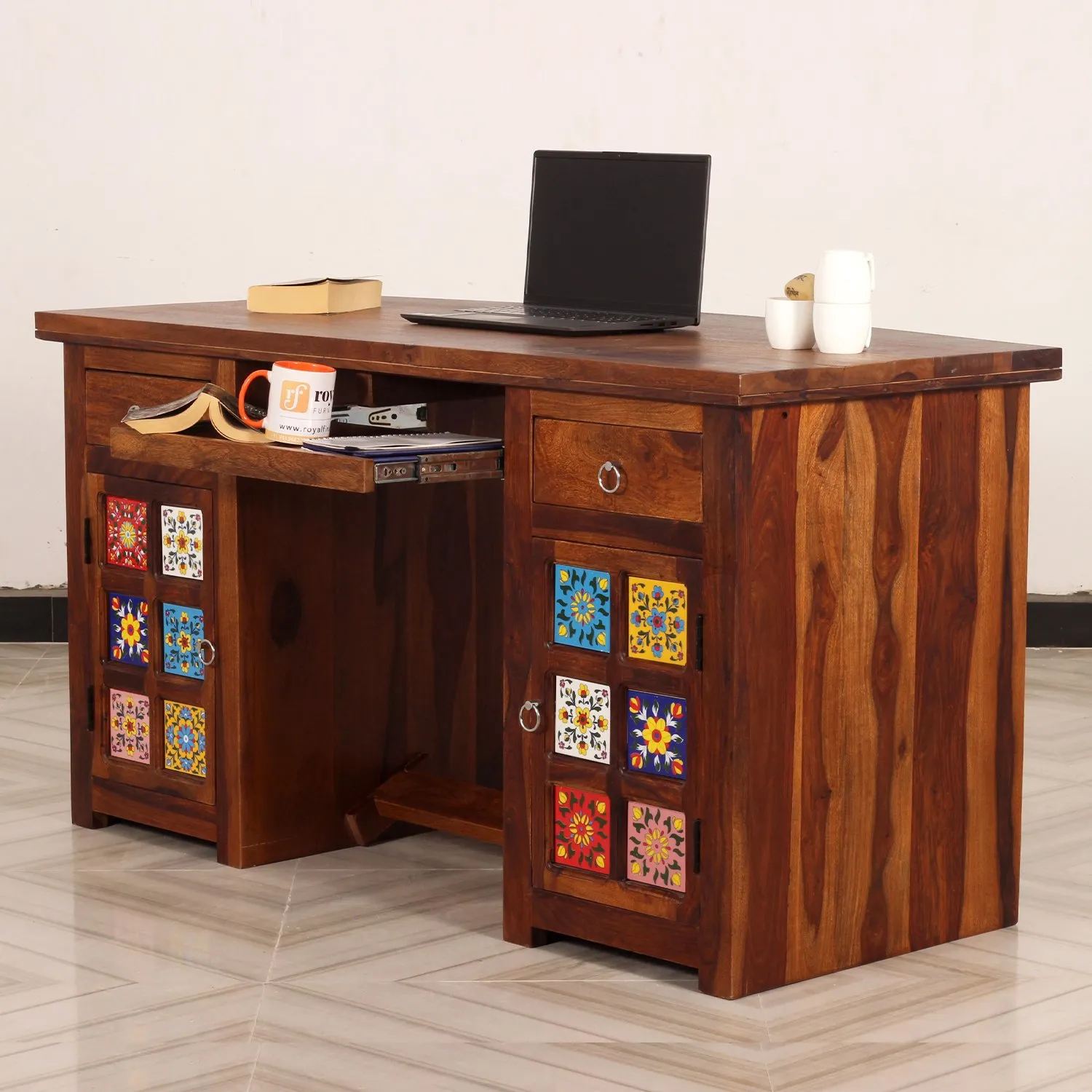 Royal Finish Tielac Workstation In Sheesham Wood With Natural Colour sheesham wood furniture image 3