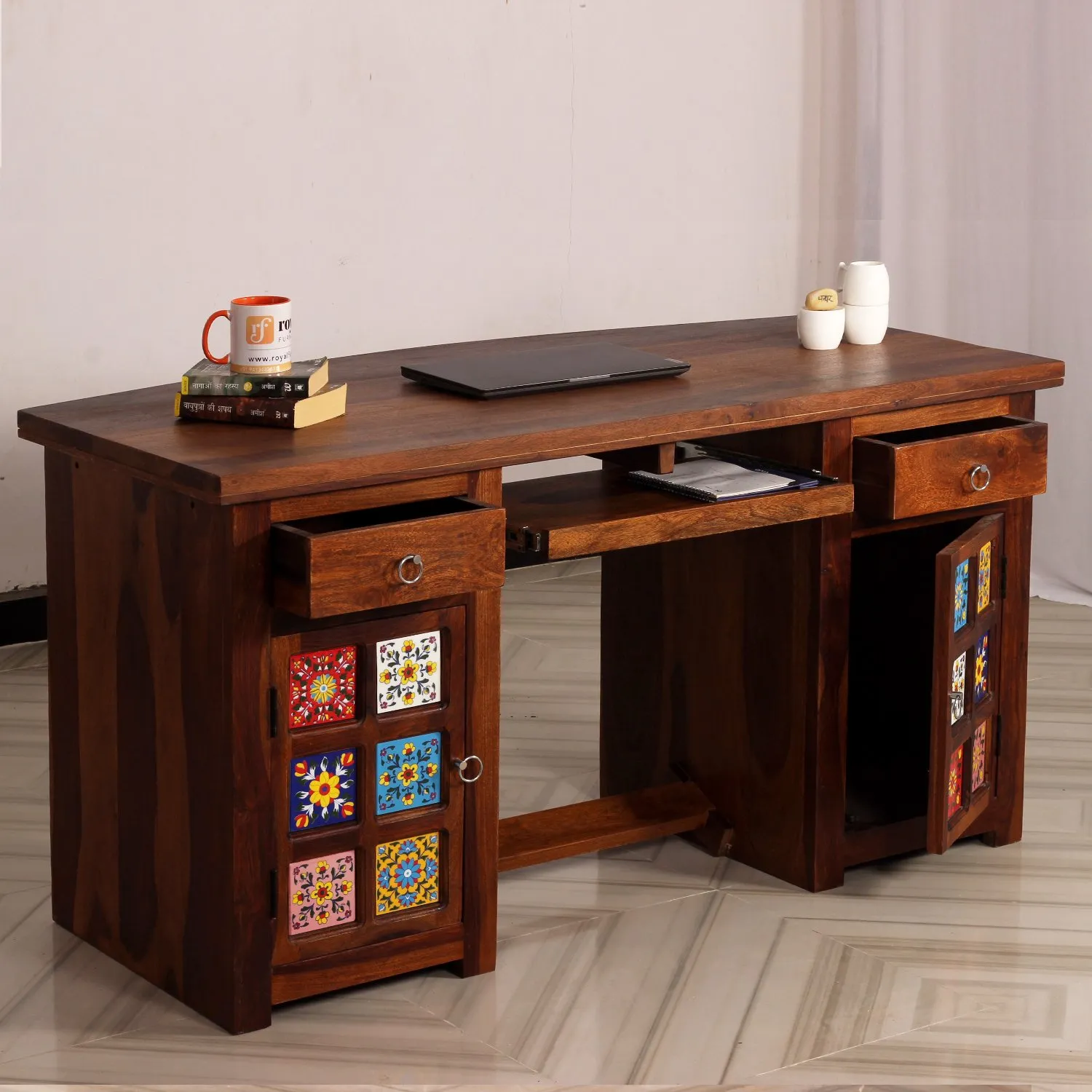 Royal Finish Tielac Workstation In Sheesham Wood With Natural Colour sheesham wood furniture image 5