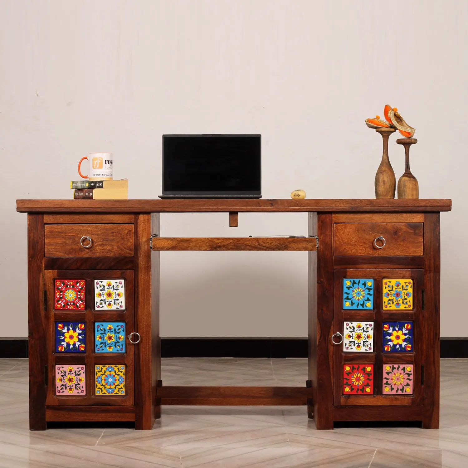 Royal Finish Tielac Workstation In Sheesham Wood With Natural Colour sheesham wood furniture image 6