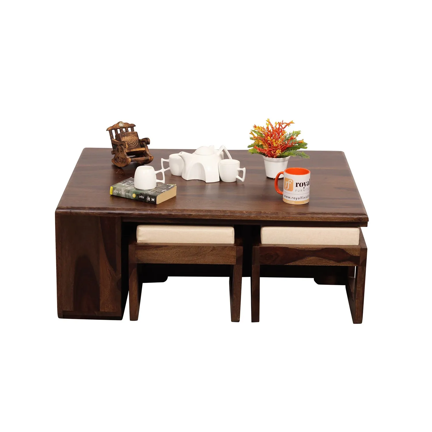 Royal Finish Dehran Center Table in Sheesham Wood With Natural Colour in Walnut wooden center table image 6