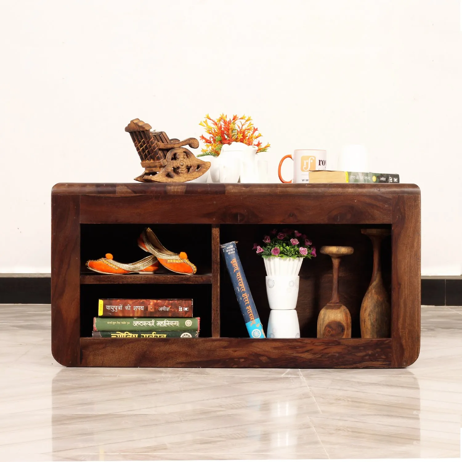 Royal Finish Dehran Center Table in Sheesham Wood With Natural Colour in Walnut wooden center table image 9