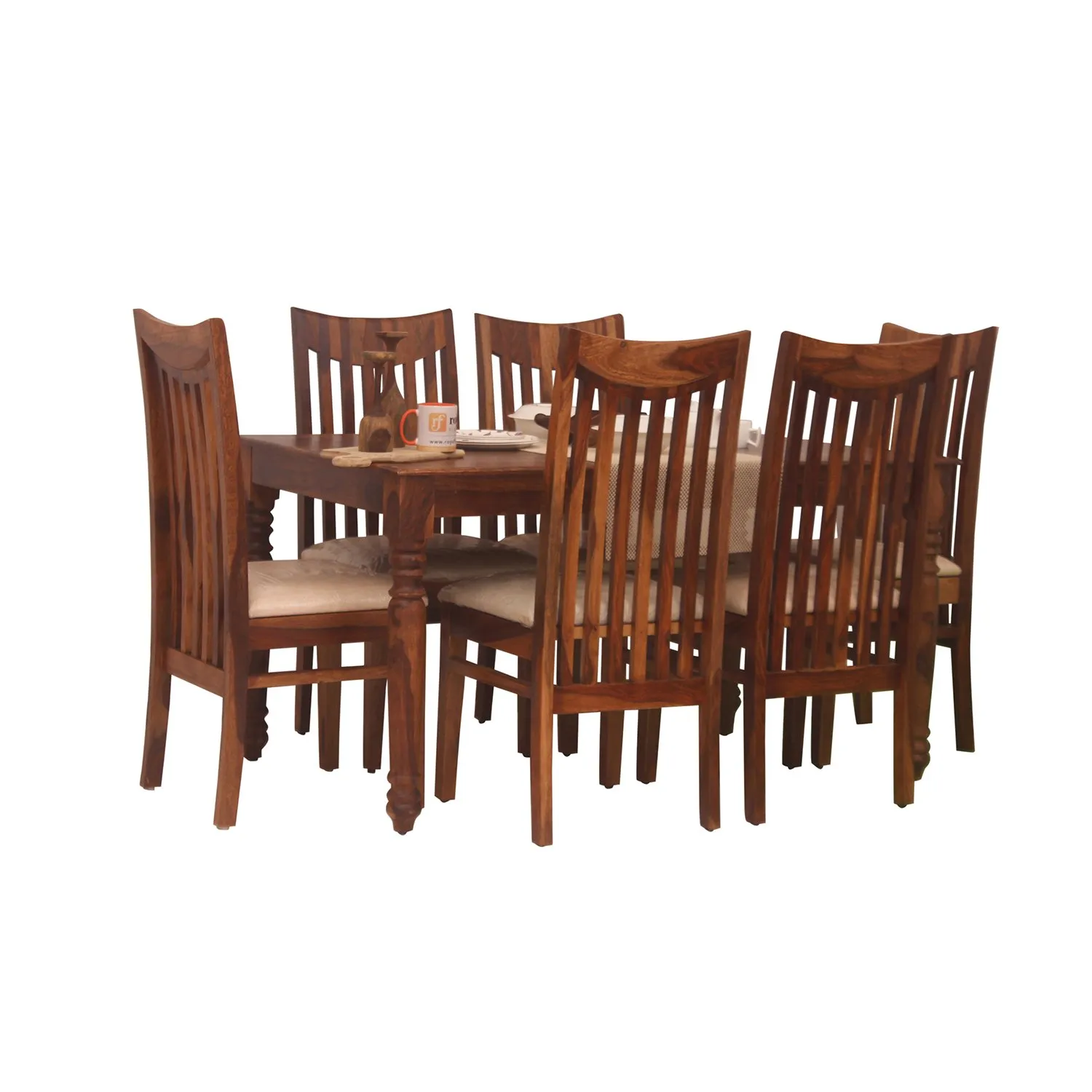 Royal Finish Neo Wingo 6 Seater Dining Set in Natural Colour in Sheesham Wood sheesham dining table image 5