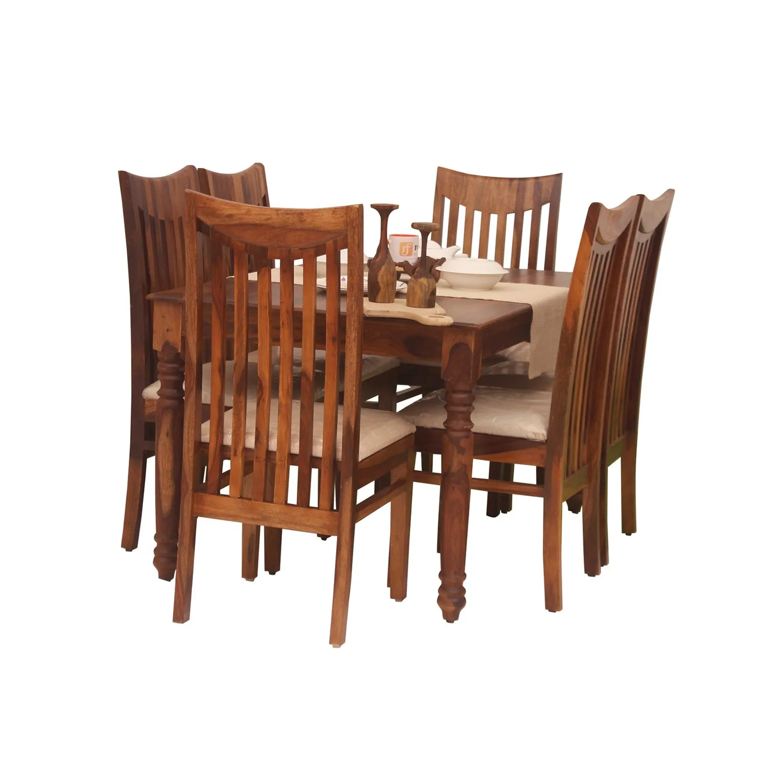 Royal Finish Neo Wingo 6 Seater Dining Set in Natural Colour in Sheesham Wood sheesham dining table image 10