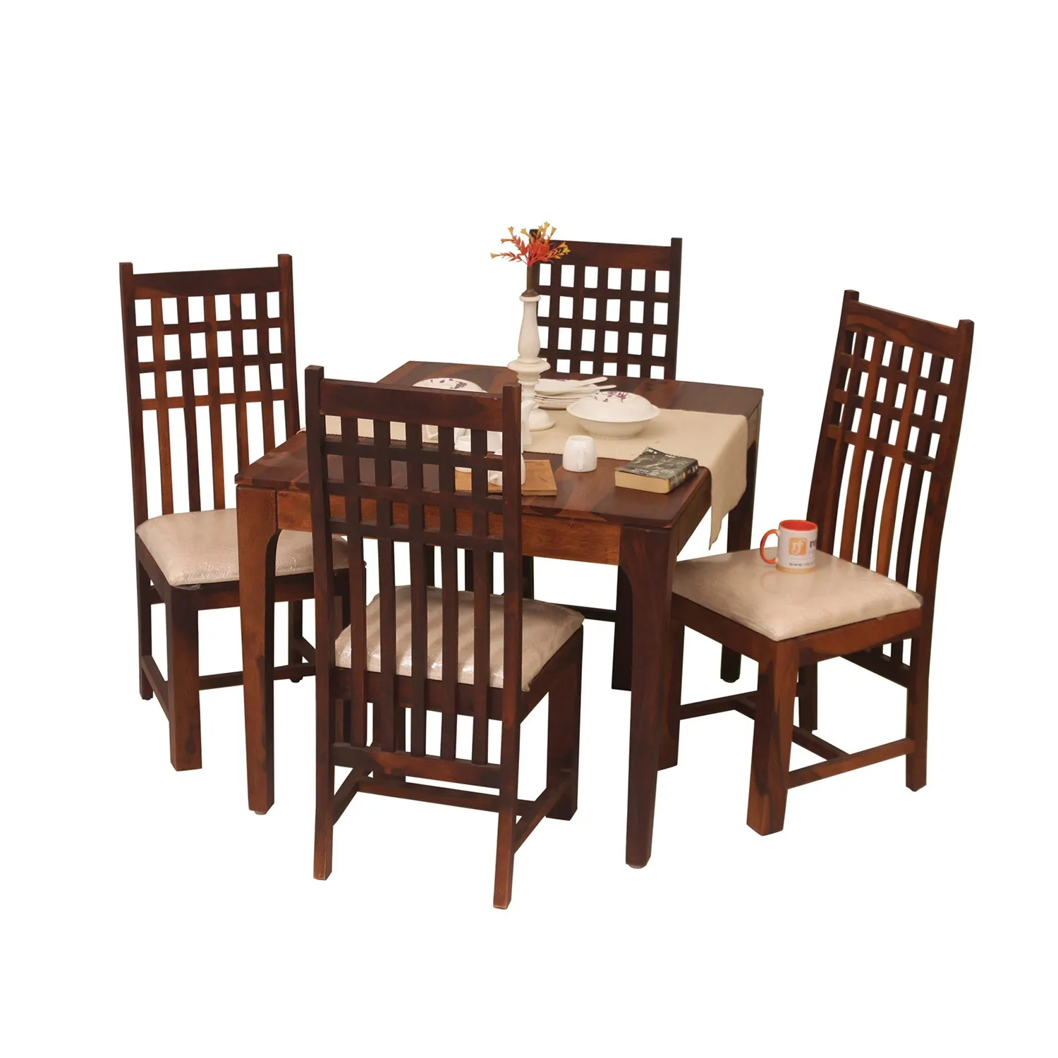 Royal Finish Neo Dali 4 Seater Dining Set in Natural Colour in Sheesham Wood sheesham dining table image 10