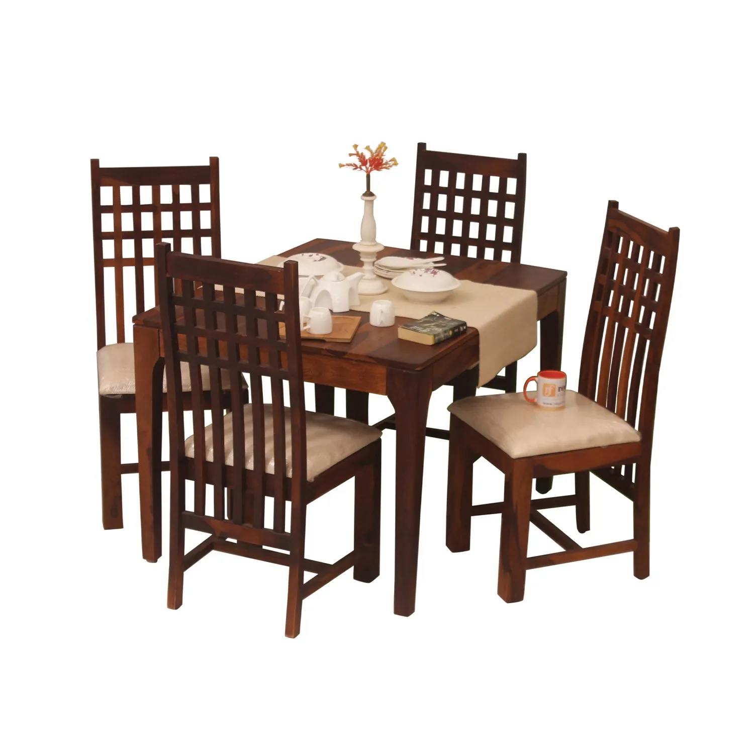 Royal Finish Neo Dali 4 Seater Dining Set in Natural Colour in Sheesham Wood sheesham dining table image 11