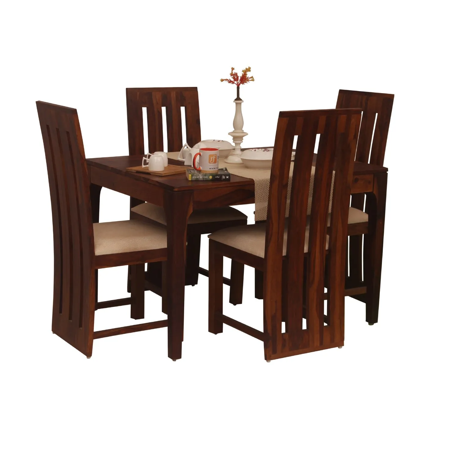 Royal Finish Neo Bentwood 4 Seater Dining Set in Natural Colour in Sheesham sheesham dining table image 5