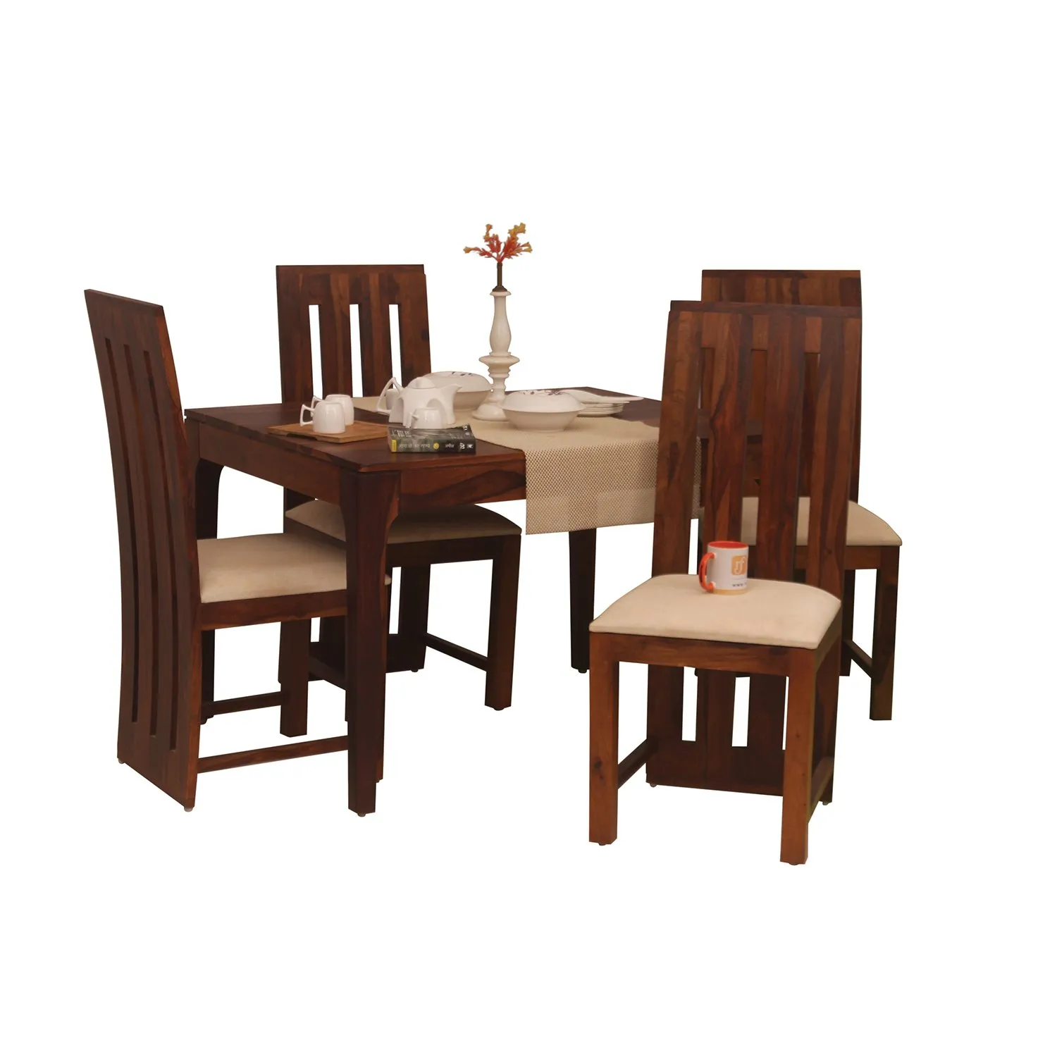 Royal Finish Neo Bentwood 4 Seater Dining Set in Natural Colour in Sheesham sheesham dining table image 6