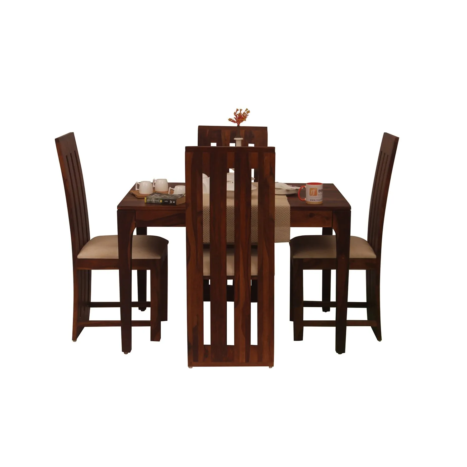 Royal Finish Neo Bentwood 4 Seater Dining Set in Natural Colour in Sheesham sheesham dining table image 9