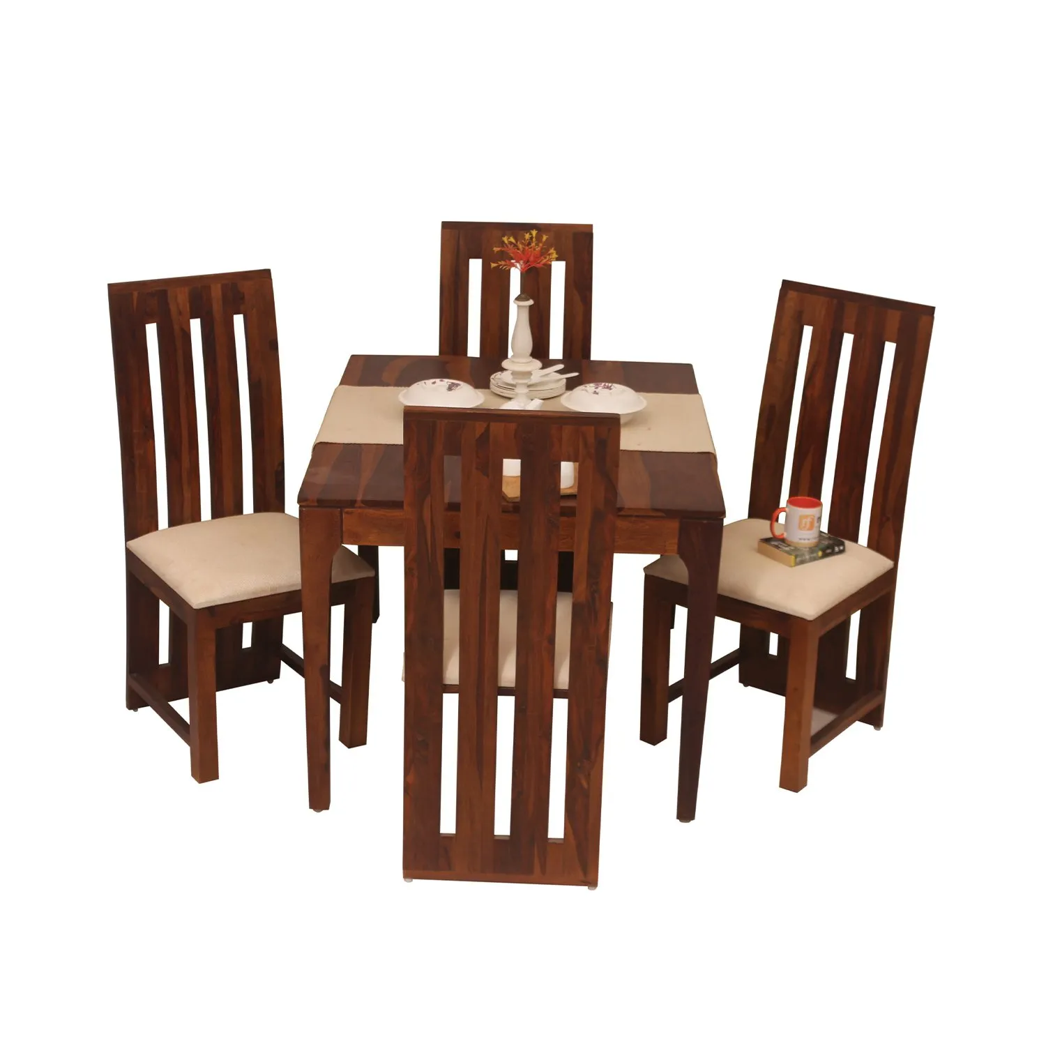 Royal Finish Neo Bentwood 4 Seater Dining Set in Natural Colour in Sheesham sheesham dining table image 10
