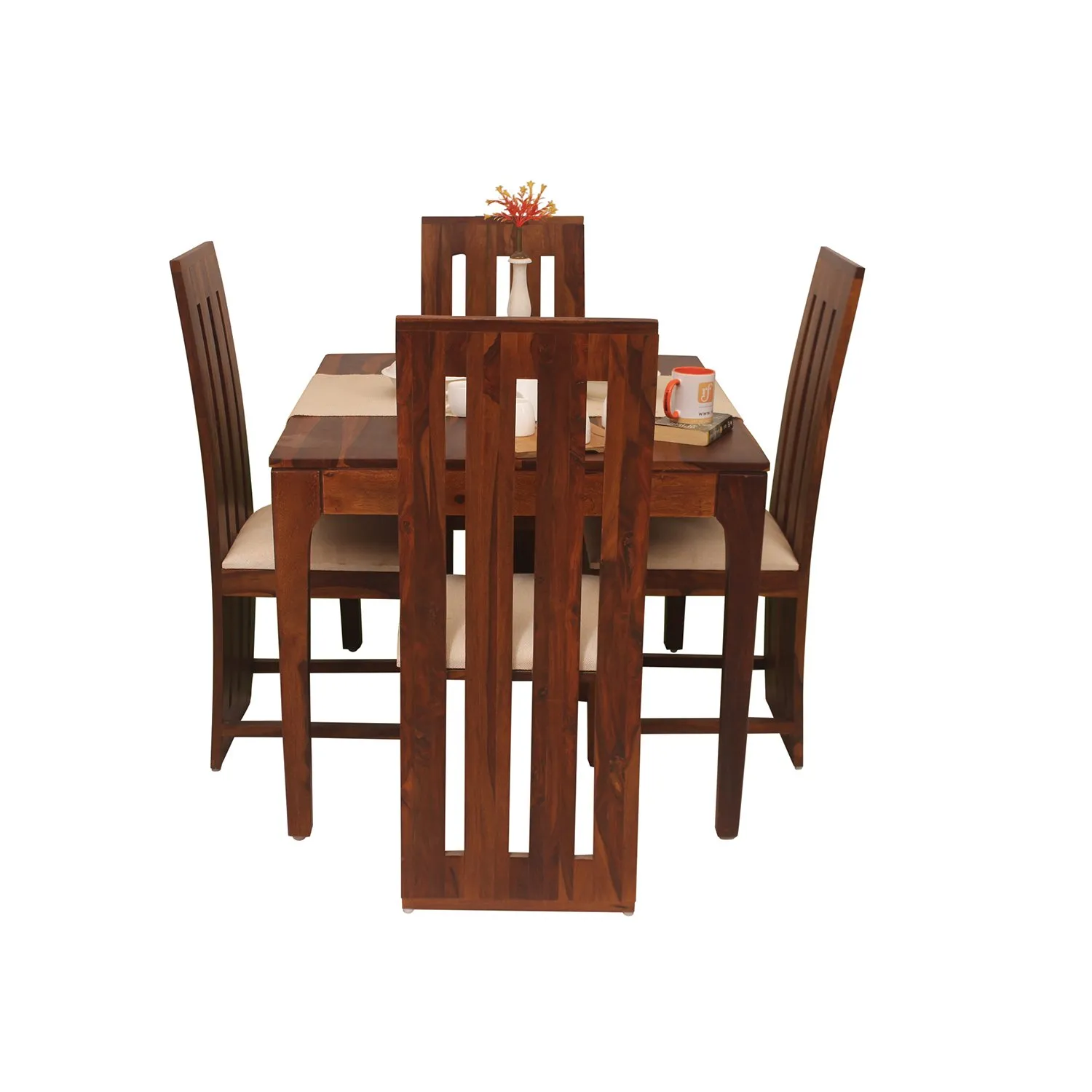 Royal Finish Neo Bentwood 4 Seater Dining Set in Natural Colour in Sheesham sheesham dining table image 11