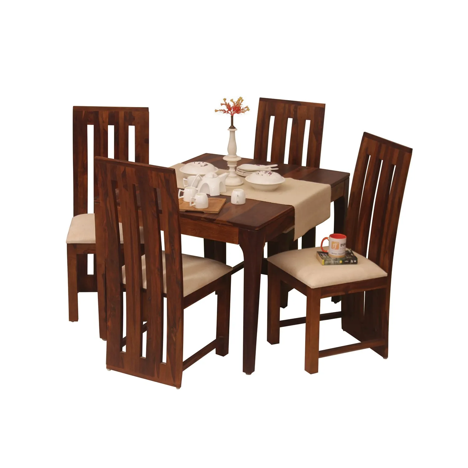 Royal Finish Neo Bentwood 4 Seater Dining Set in Natural Colour in Sheesham sheesham dining table image 12