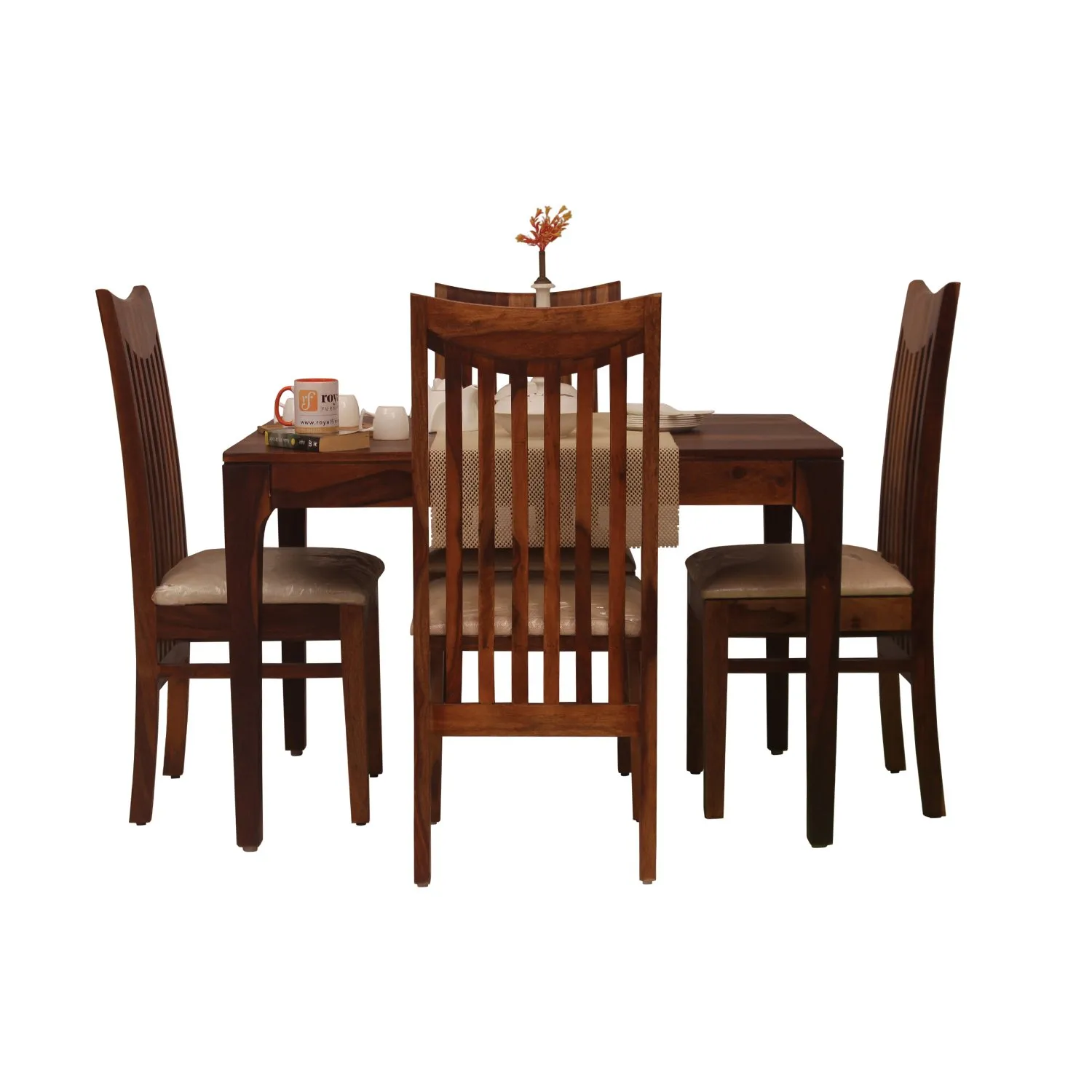 Royal Finish Simpale Wingo 4 Seater Dining Set in Natural Colour in Sheesham sheesham dining table image 5