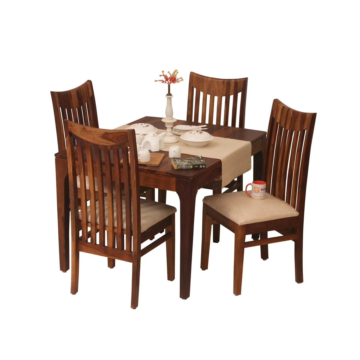 Royal Finish Simpale Wingo 4 Seater Dining Set in Natural Colour in Sheesham sheesham dining table image 7