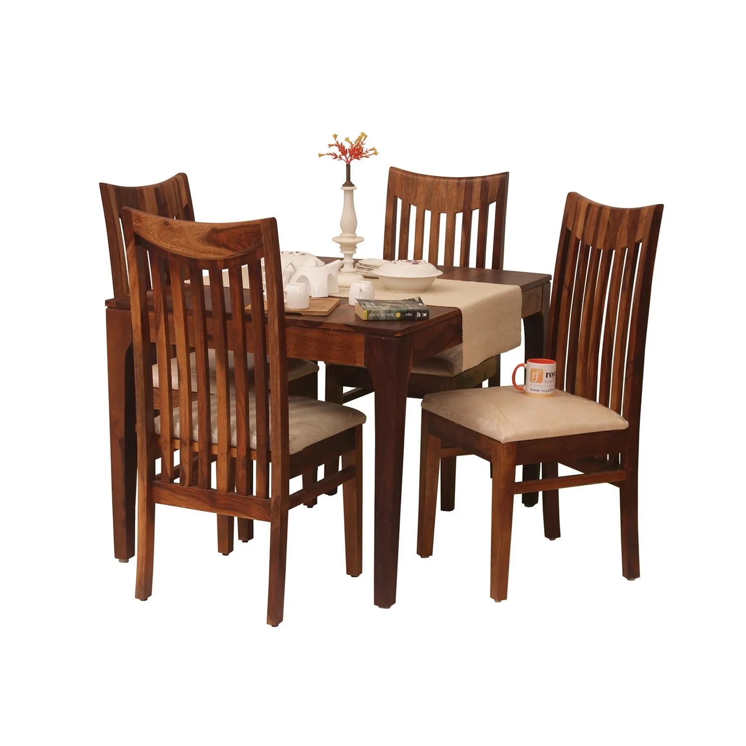 Royal Finish Simpale Wingo 4 Seater Dining Set in Natural Colour in Sheesham sheesham dining table image 8
