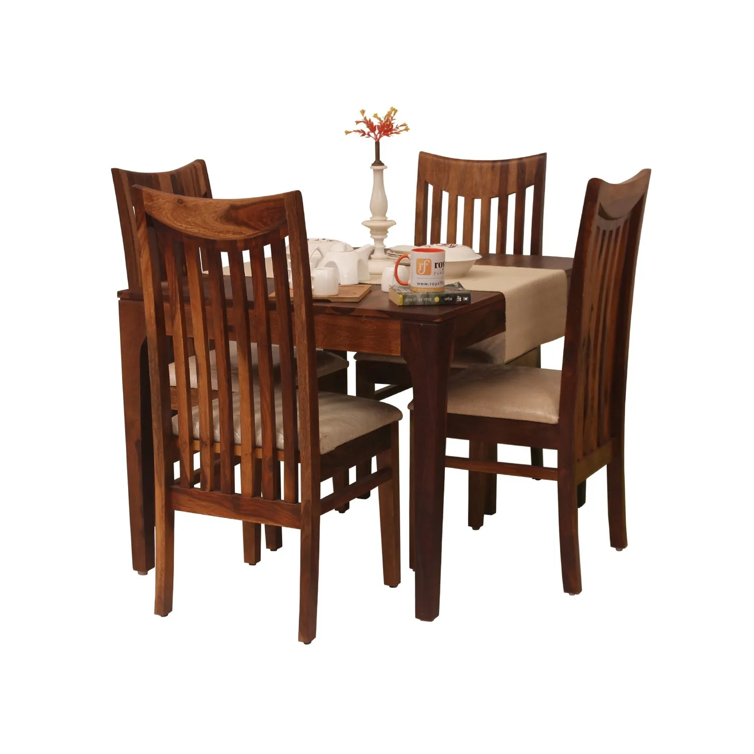 Royal Finish Simpale Wingo 4 Seater Dining Set in Natural Colour in Sheesham sheesham dining table image 9