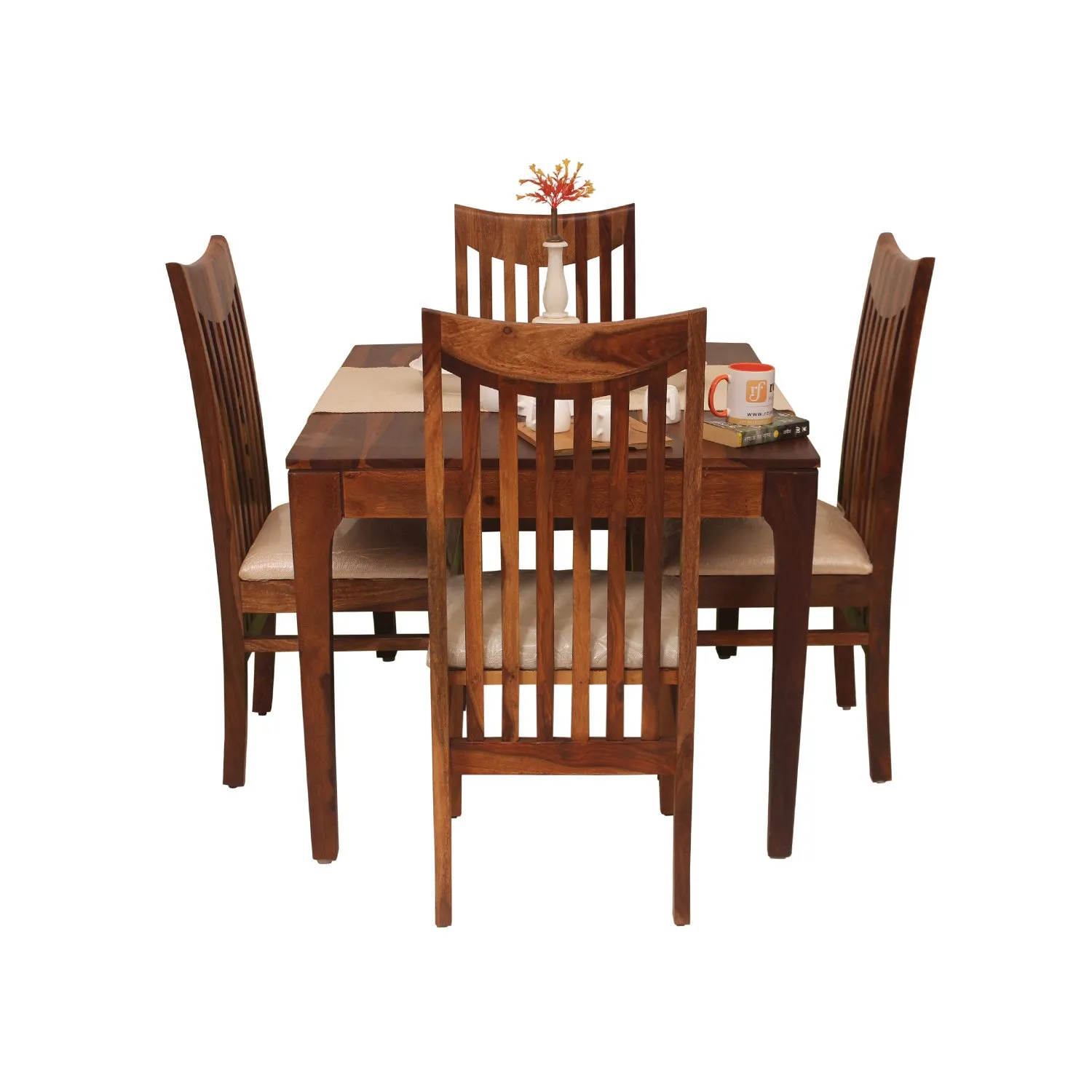 Royal Finish Simpale Wingo 4 Seater Dining Set in Natural Colour in Sheesham sheesham dining table image 10