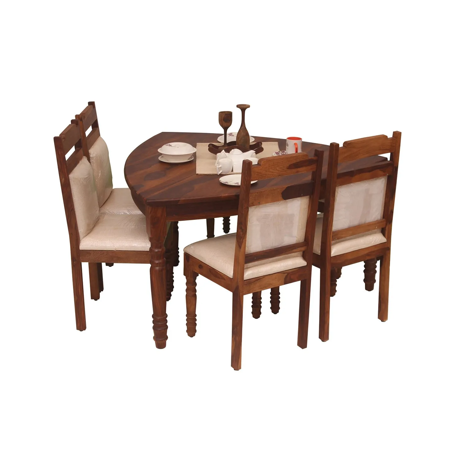 Royal Finish Simpale Betel Quid 6 Seater(with Bench)Dining Set in Natural Colour sheesham dining table image 8