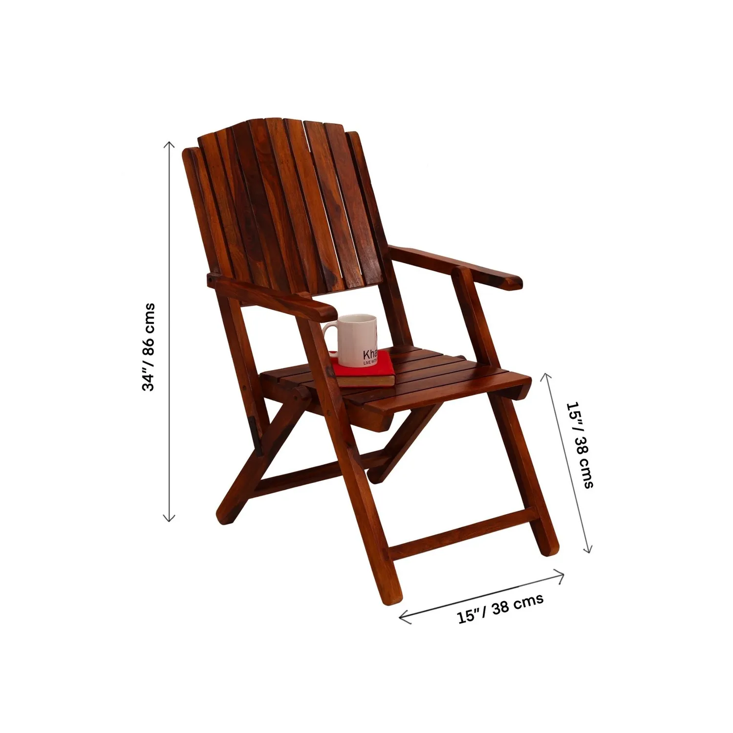 Royal Finish Classic Garden Foldable Chair in Sheesham with Natural Colour sheesham wood furniture image 3