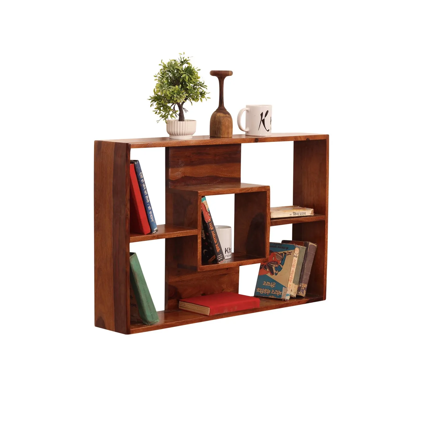 Royal Finish Ernista Wall Shelf Natural Honey In Sheesham with Matte Finished sheesham wood furniture image 5