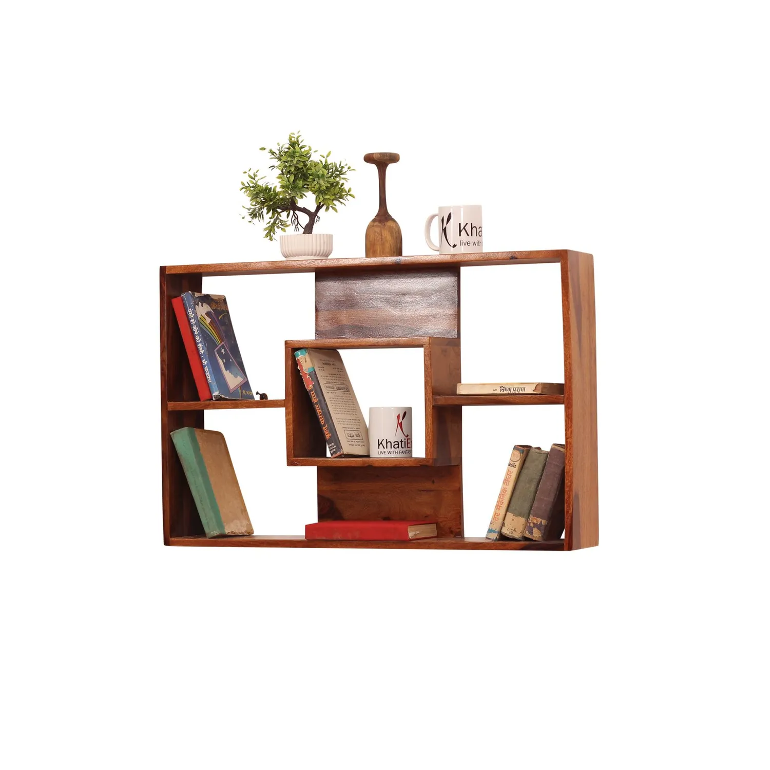 Royal Finish Ernista Wall Shelf Natural Honey In Sheesham with Matte Finished sheesham wood furniture image 6