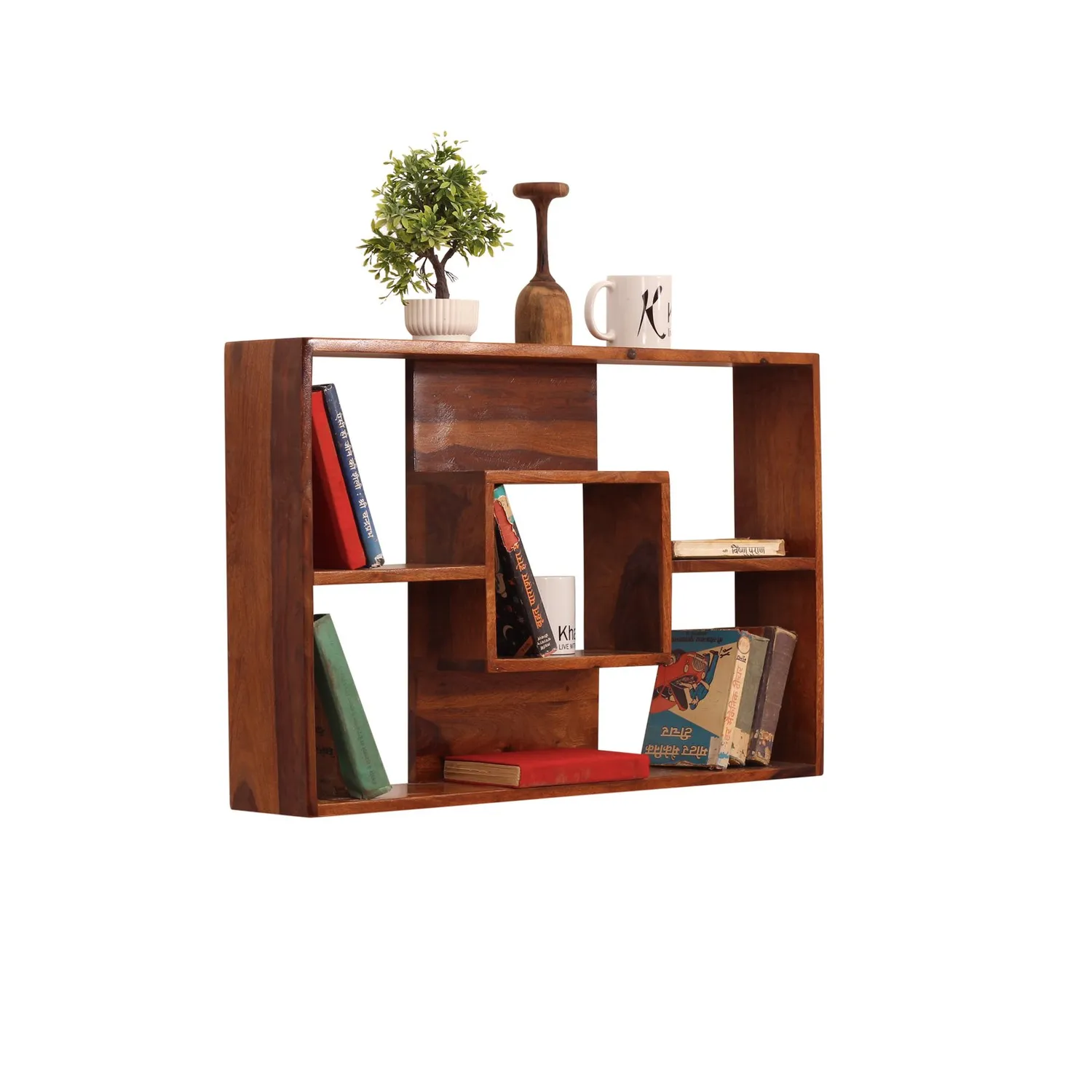 Royal Finish Ernista Wall Shelf Natural Honey In Sheesham with Matte Finished sheesham wood furniture image 7