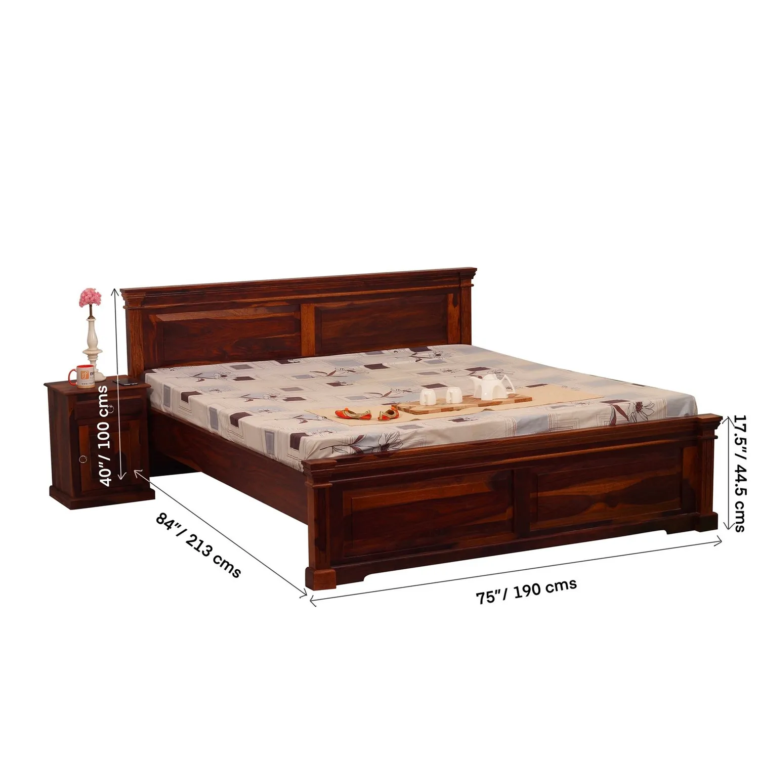 Royal Finish Stellar King Size Bed In Natural Colour With Matte Finished sheesham wood bed image 2