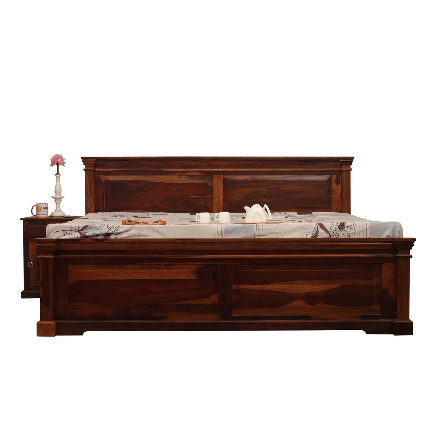 Royal Finish Stellar King Size Bed In Natural Colour With Matte Finished sheesham wood bed image 6
