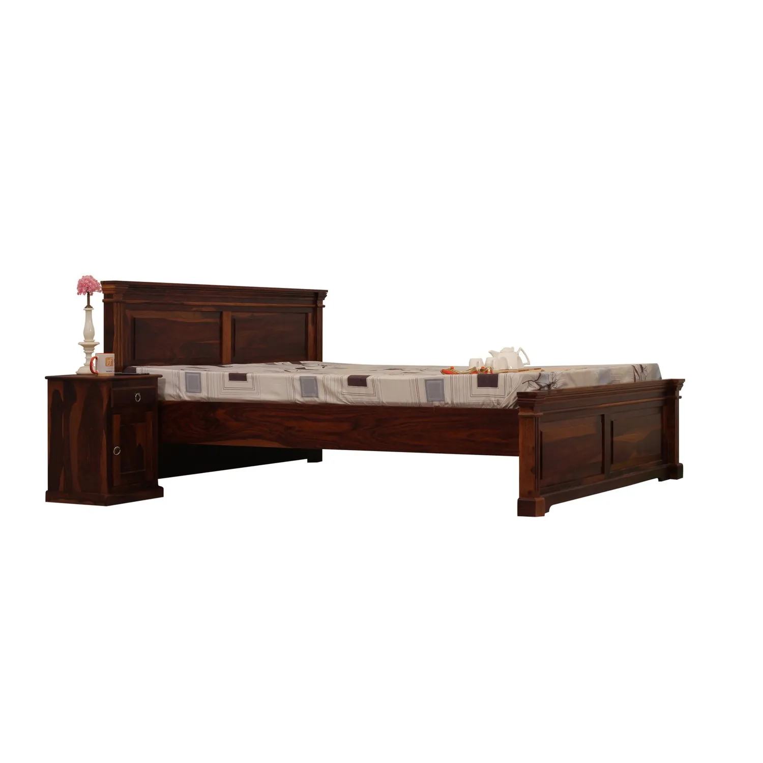 Royal Finish Stellar King Size Bed In Natural Colour With Matte Finished sheesham wood bed image 7