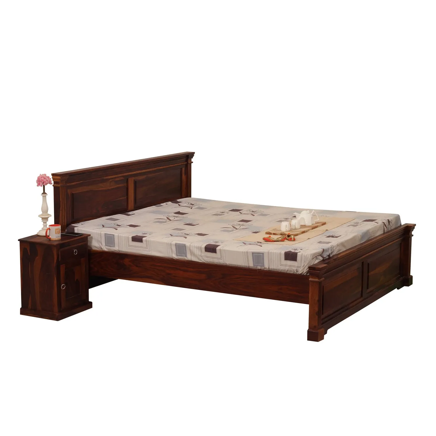 Royal Finish Stellar King Size Bed In Natural Colour With Matte Finished sheesham wood bed image 9