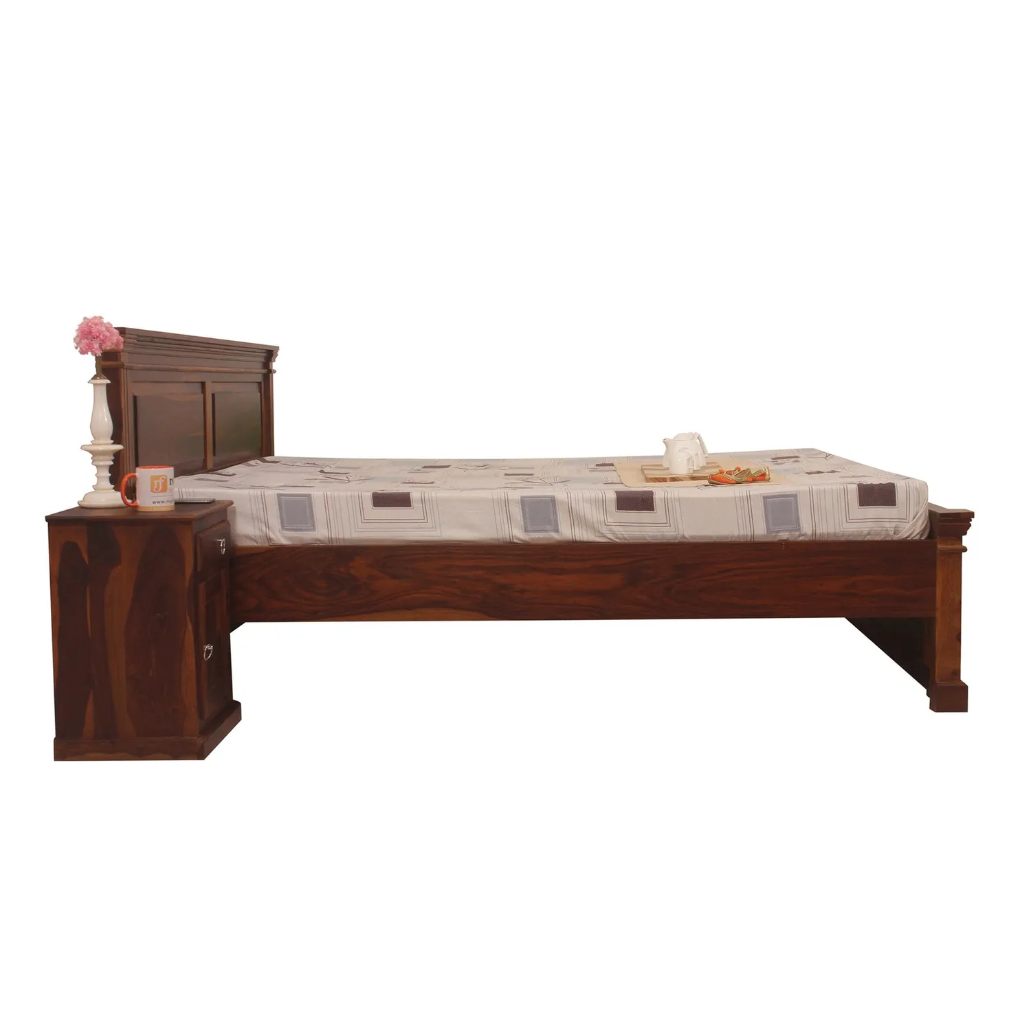 Royal Finish Stellar King Size Bed In Natural Colour With Matte Finished sheesham wood bed image 10