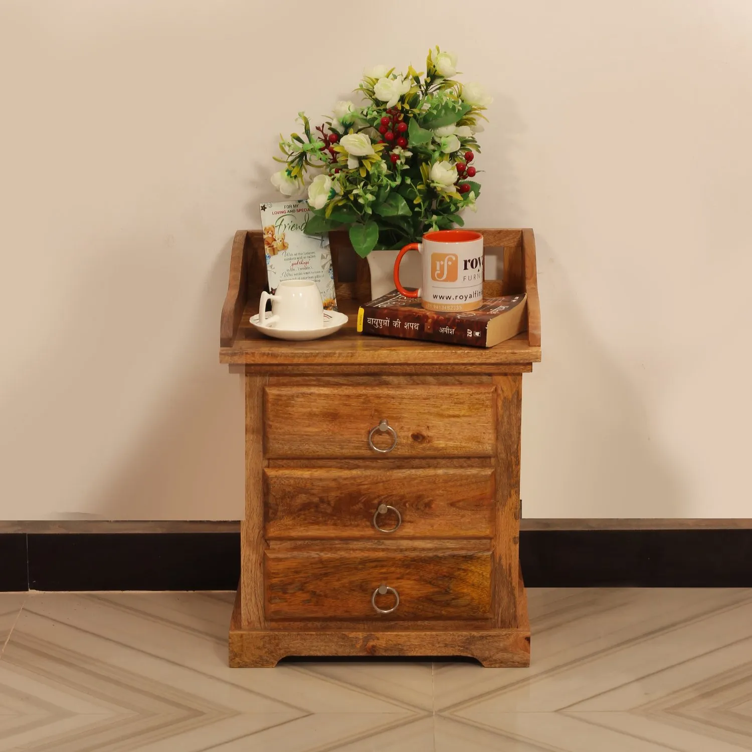 Royal Finish Accento Bedside Table In Furniture Mango Wood In Wood Colour