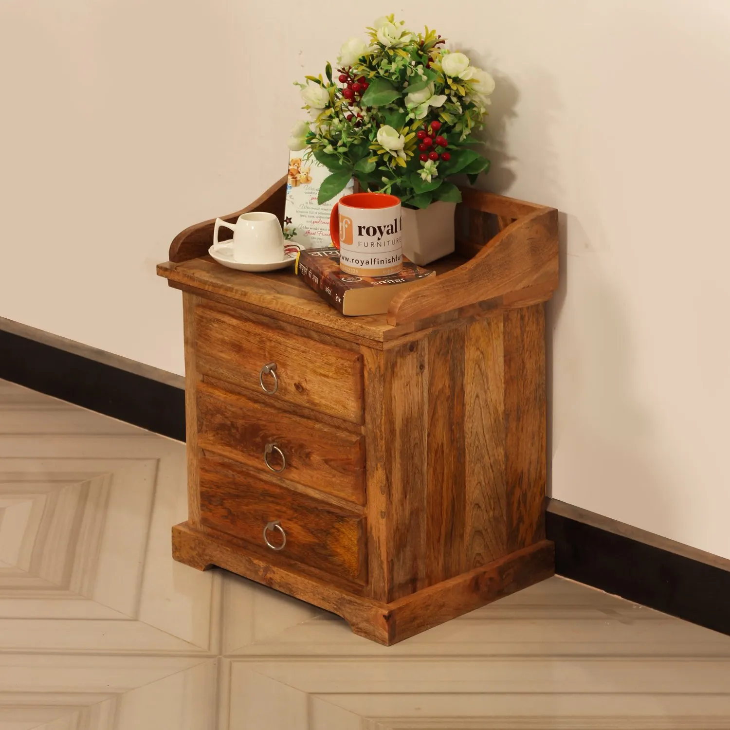 Royal Finish Accento Bedside Table In Furniture Mango Wood In Wood Colour sheesham wood bed image 3