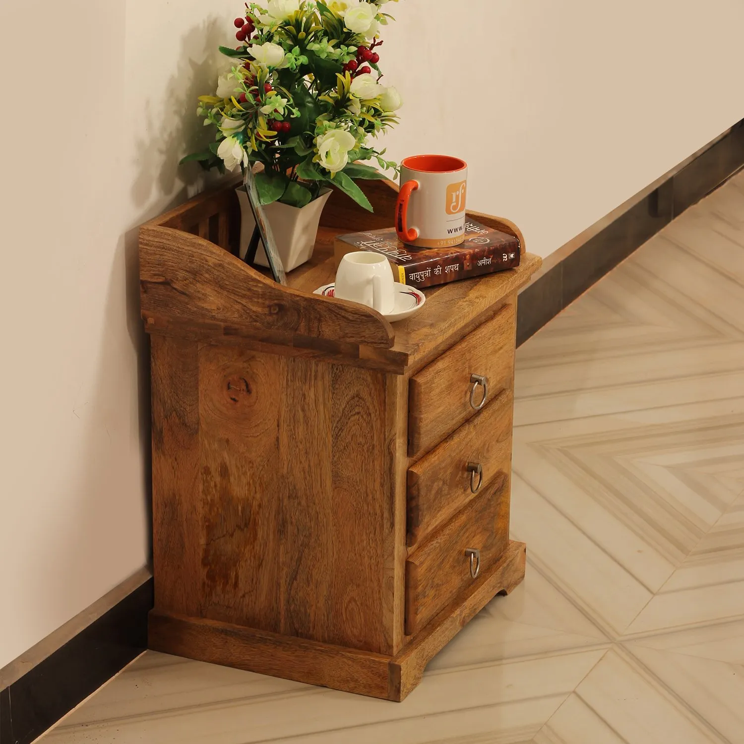 Royal Finish Accento Bedside Table In Furniture Mango Wood In Wood Colour sheesham wood bed image 6