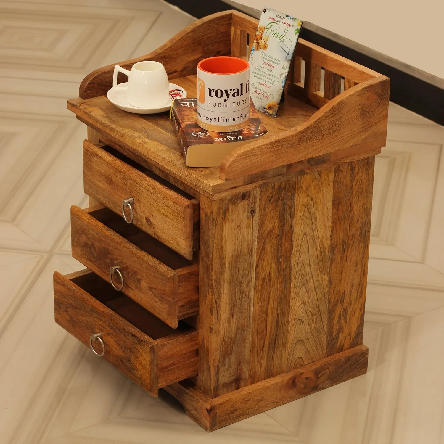 Royal Finish Accento Bedside Table In Furniture Mango Wood In Wood Colour sheesham wood bed image 7
