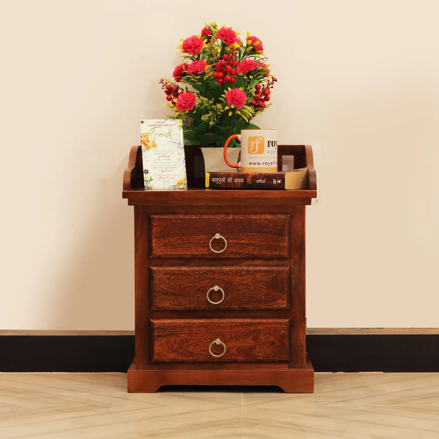 Royal Finish Accento Bedside Table In Furniture Mango Wood In Natural Colour