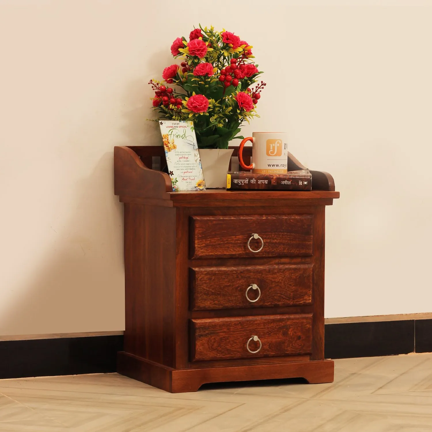 Royal Finish Accento Bedside Table In Furniture Mango Wood In Natural Colour sheesham wood bed image 2